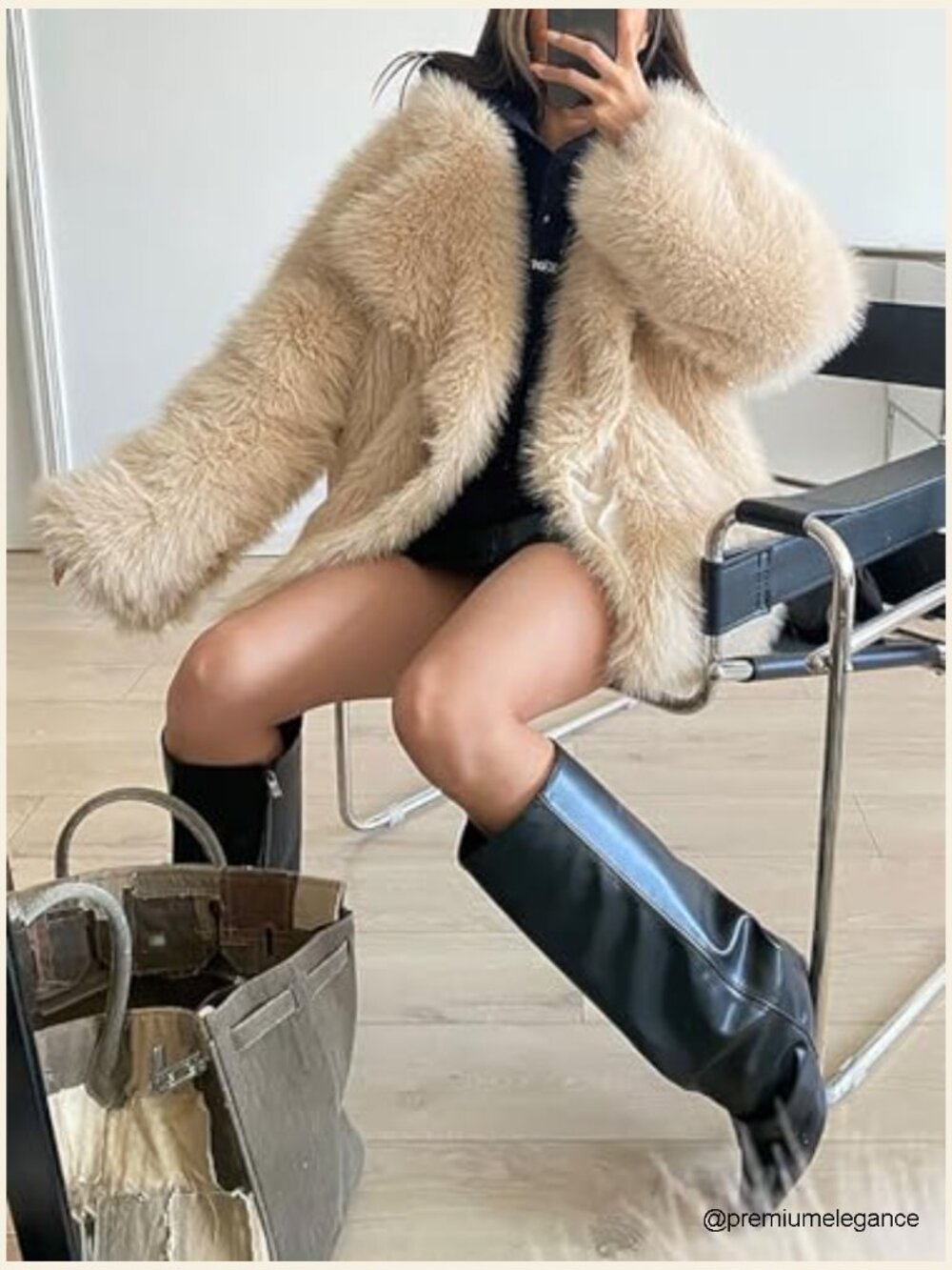 Faux Fur Coat Long Sleeve Lapel Open Front Oversized Winter Fall Shaggy Warm - Picture 6 of 7